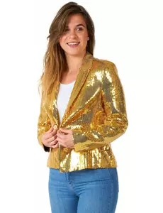 Suitmeister women's gold sequin blazer jacket, Size: X-Large (EU 44-46)