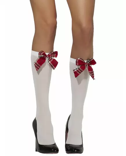 White stockings with bow for schoolgirls