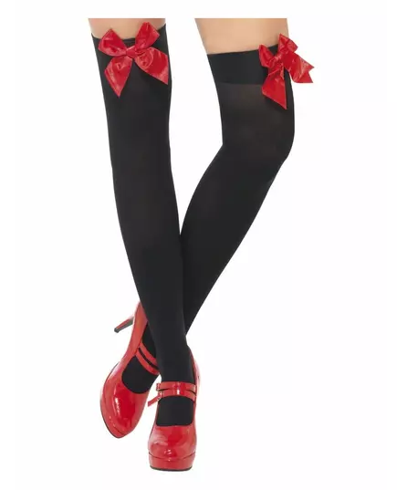 Black stockings with red bow for women