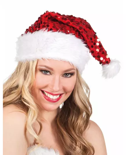 Adult red sequin Christmas hat
