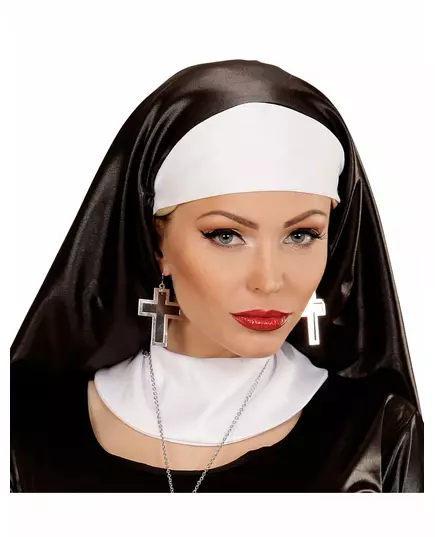Women's silver and black cross earrings