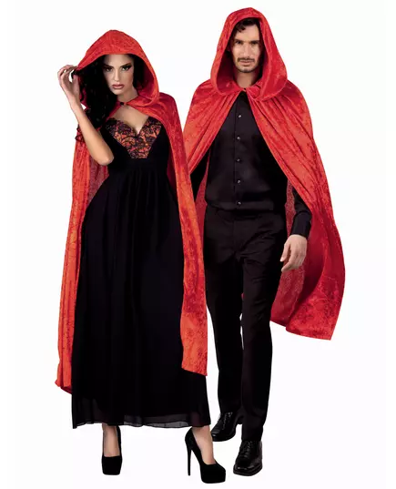 Rød fløyelskappe 120 cm voksen Halloween