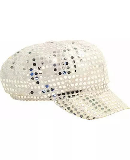 Disco-caps i sølv med paljetter for voksne