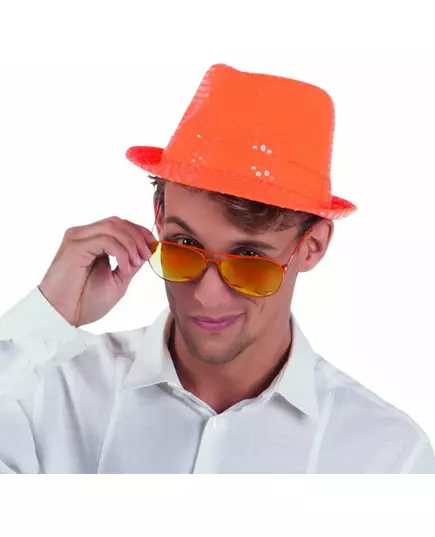 Adult orange sequined borsalino hat