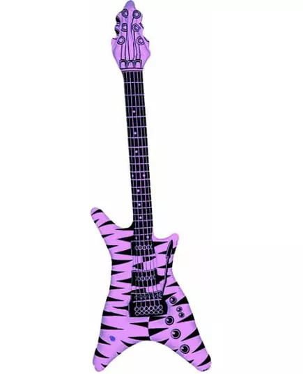 Oppblåsbar rockegitar for voksne i neonrosa
