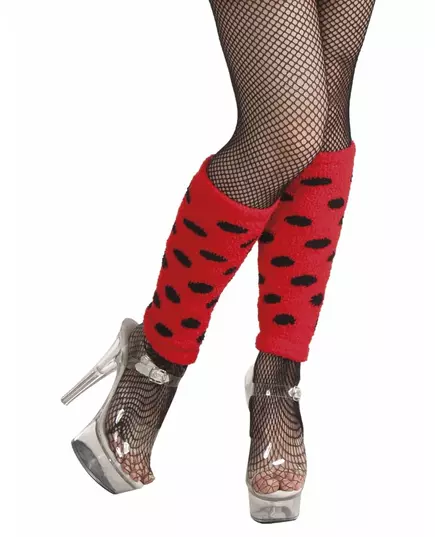 Red and black polka dot leg warmers