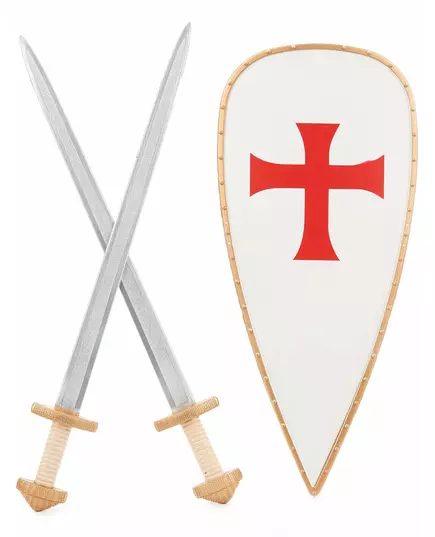 Barnesett med korsfarerridderskjold og 2 sverd