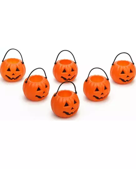 6 mini Halloween-gresskarbøtter 6,5 x 5 cm