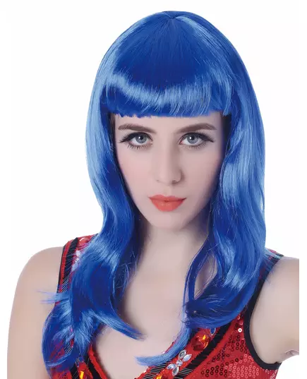 Women's long blue wig with bangs