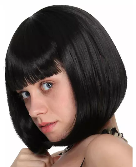 Luxury black bob wig with bangs for women