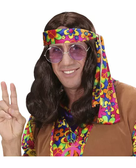 Brun hippieparykk for voksne