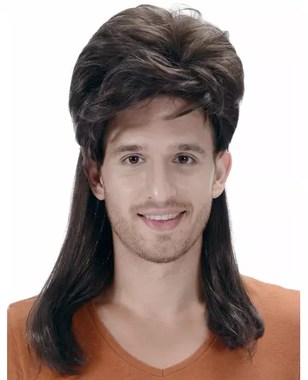 Svart mullet-parykk for menn