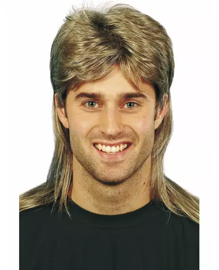 Blond Mullet-parykk med striper for menn