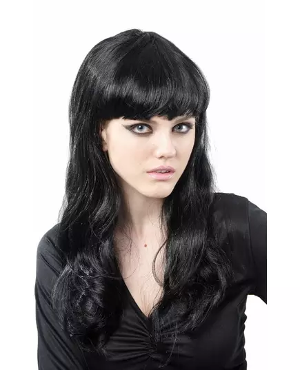 Black wig with bangs and wavy woman