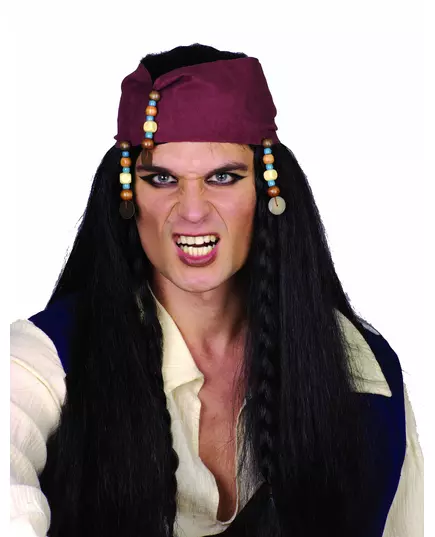 Adult black pirate wig