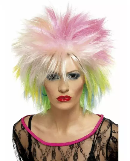 Women's short multi-colored punk wig