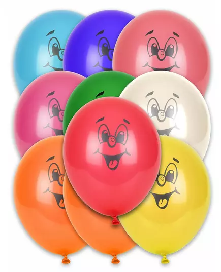 10 flerfargede smileballonger 30 cm