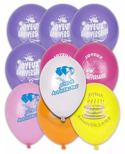 10 flerfargede bursdagsballonger 30 cm
