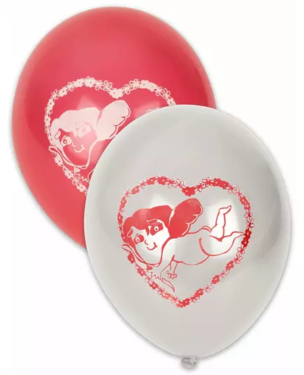 10 hvite og røde Valentinsdagsballonger 30 cm