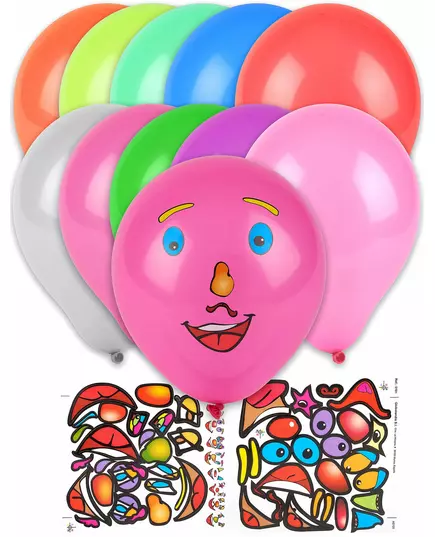 10 flerfargede ansiktsklistremerkeballonger 30 cm