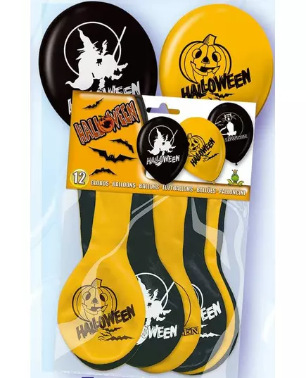 100 svarte og oransje Halloween-ballonger 30 cm
