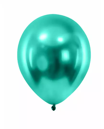 12 Dark Green Metallic Balloons 28cm