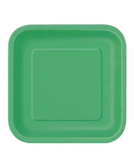 14 store smaragdgrønne papirtallerkener 23 cm