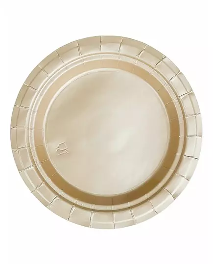20 små matte gullfargede papptallerkener 18 cm