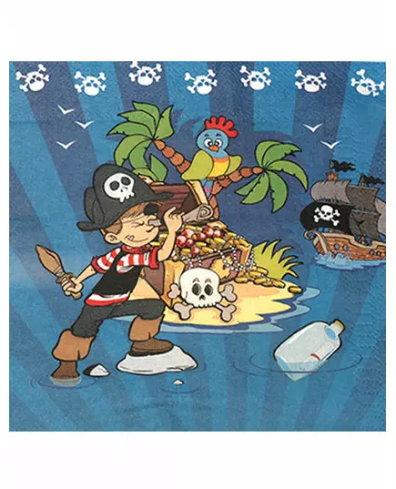 20 papirservietter med piratskatter, 33 x 33 cm