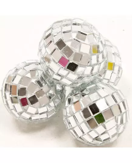 4 mini sølvfasetterte kuler 3,5 cm