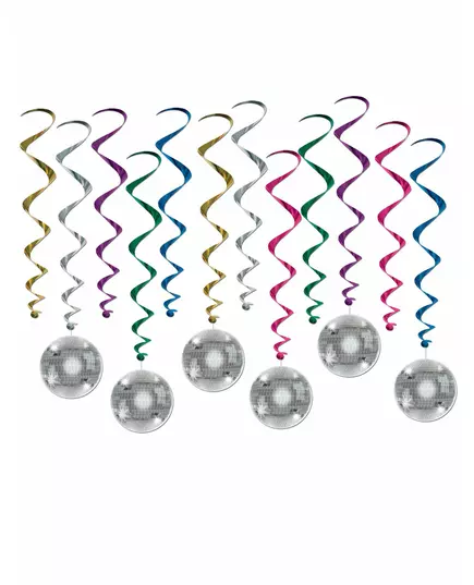 6 spiralformede diskokule-opphengsdekorasjoner