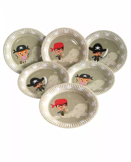 6 pirat-pappetallerkener 23 cm
