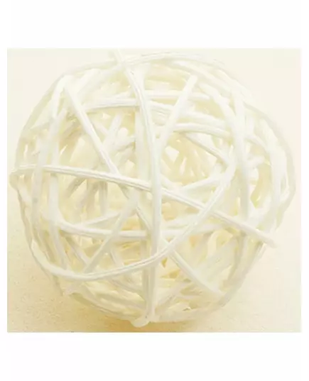 6 elfenbensfargede flettede baller 3,5 cm