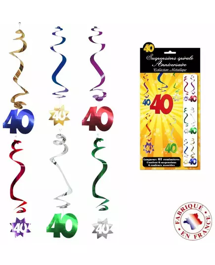 6 spiralformede hengende dekorasjoner til 40-årsjubileum