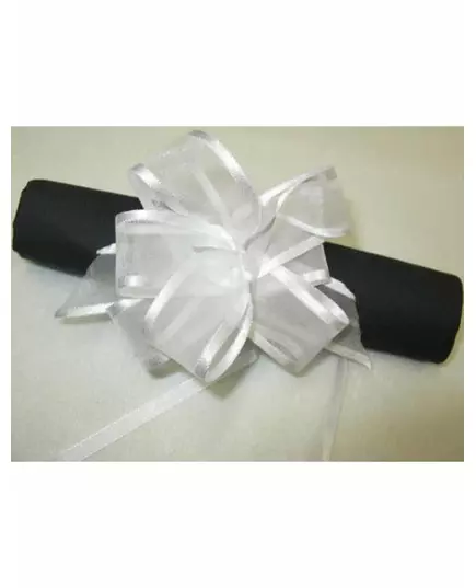 6 hvite organza-sløyfer 10 cm