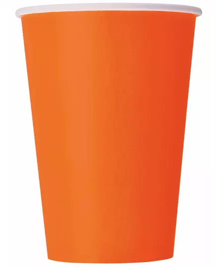 8 oransje pappkopper à 210 ml