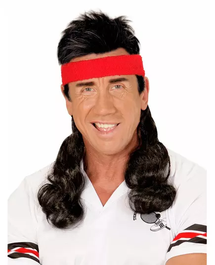 80-talls svart-rød mullet-hårbånd