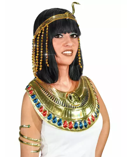 Gullfarget egyptisk slange-paljettpannebånd til dame
