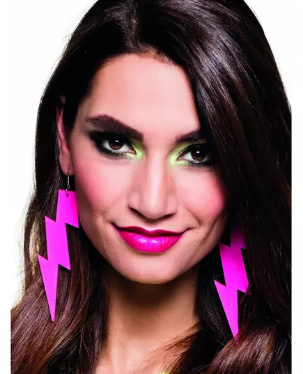Adult neon pink lightning earrings