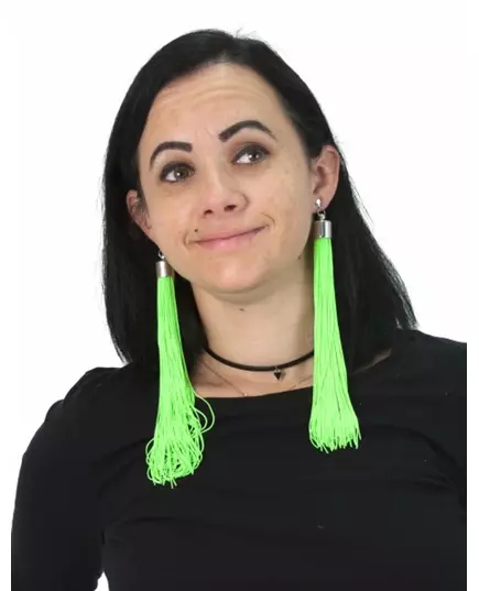 Adult neon green fringe earrings