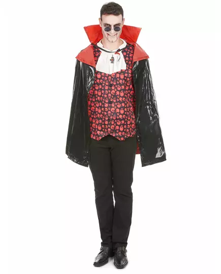 Adult black vampire cape with integrated collar