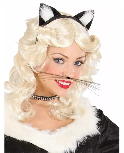 Adult black cat mustache