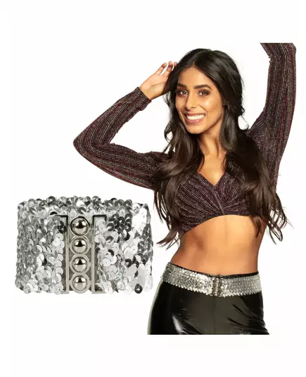 Adult silver sequin belt