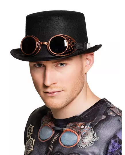 Steampunk-hatt med beskyttelsesbriller for voksne