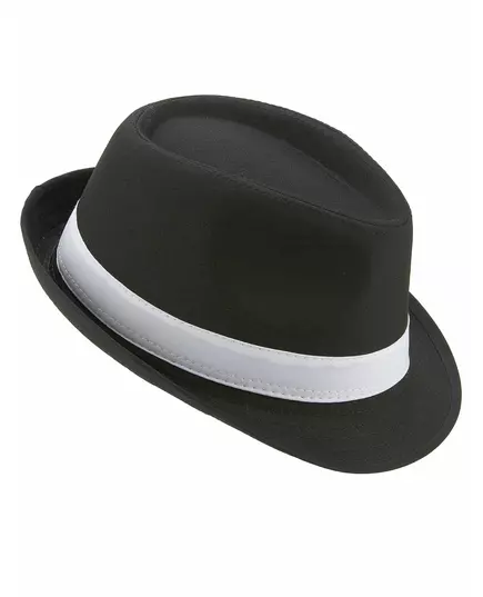 Luxury black borsalino hat with white band for adults