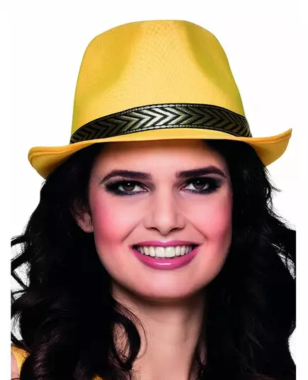 Gul trilby borsalinohatt for voksne