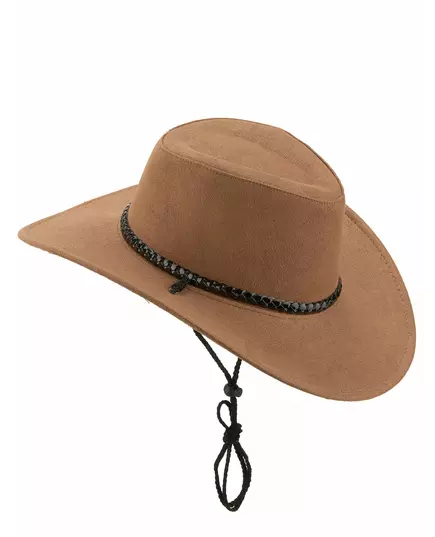 Luksuriøs brun cowboyhatt i semsket skinn for voksne