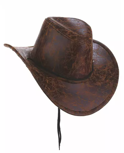 Brun cowboyhatt i kunstskinn for voksne