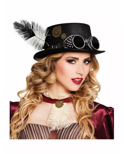 Steampunk-hatt for voksne med hjul og fjær