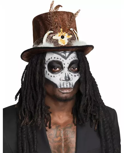 Voodoo hat with hair for adults